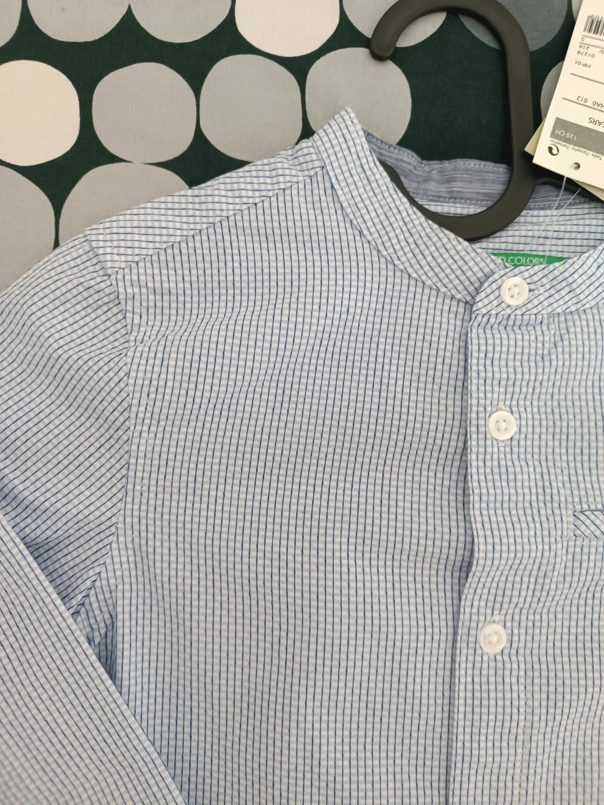 Chemise à carreaux bleue et blanche de Benetton - 6/7 ans – photo 3